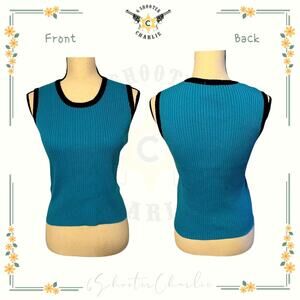 BEREK 2 Takako Sakon Knit Top Teal Black and Sequins Size Small RARE FIND